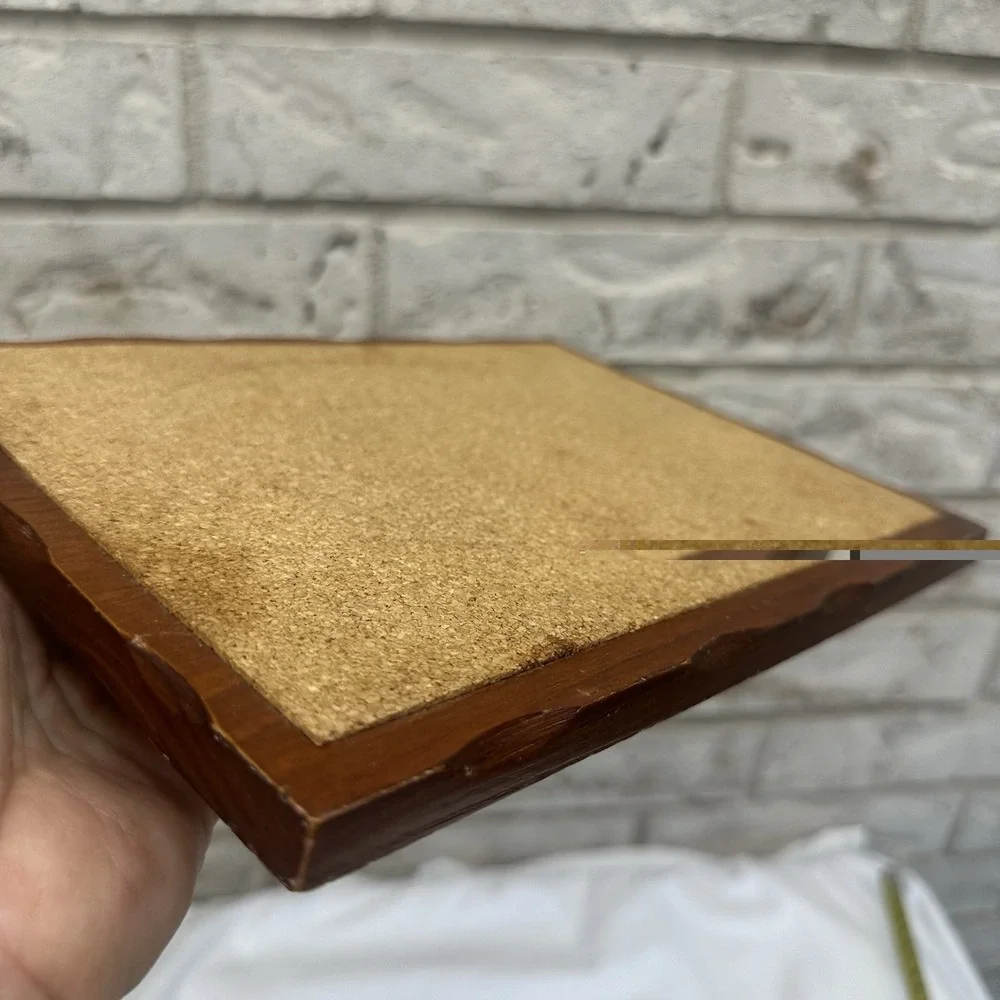 Vintage set Of 2 Wood & Cork Trivets Hot Pads Rectangular & Square Cottagecore